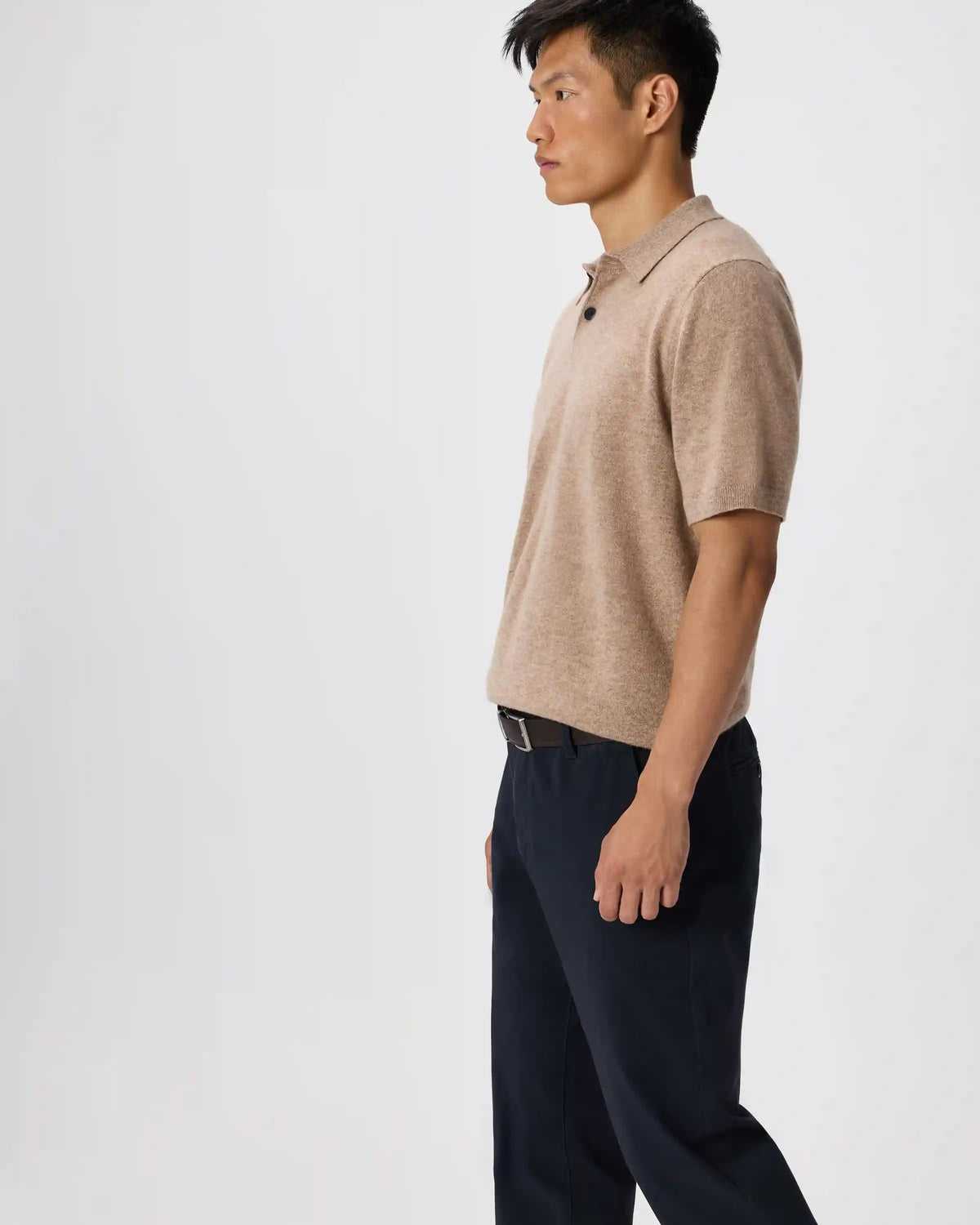 100% Mongolian Cashmere Short Sleeve Polo Sweater