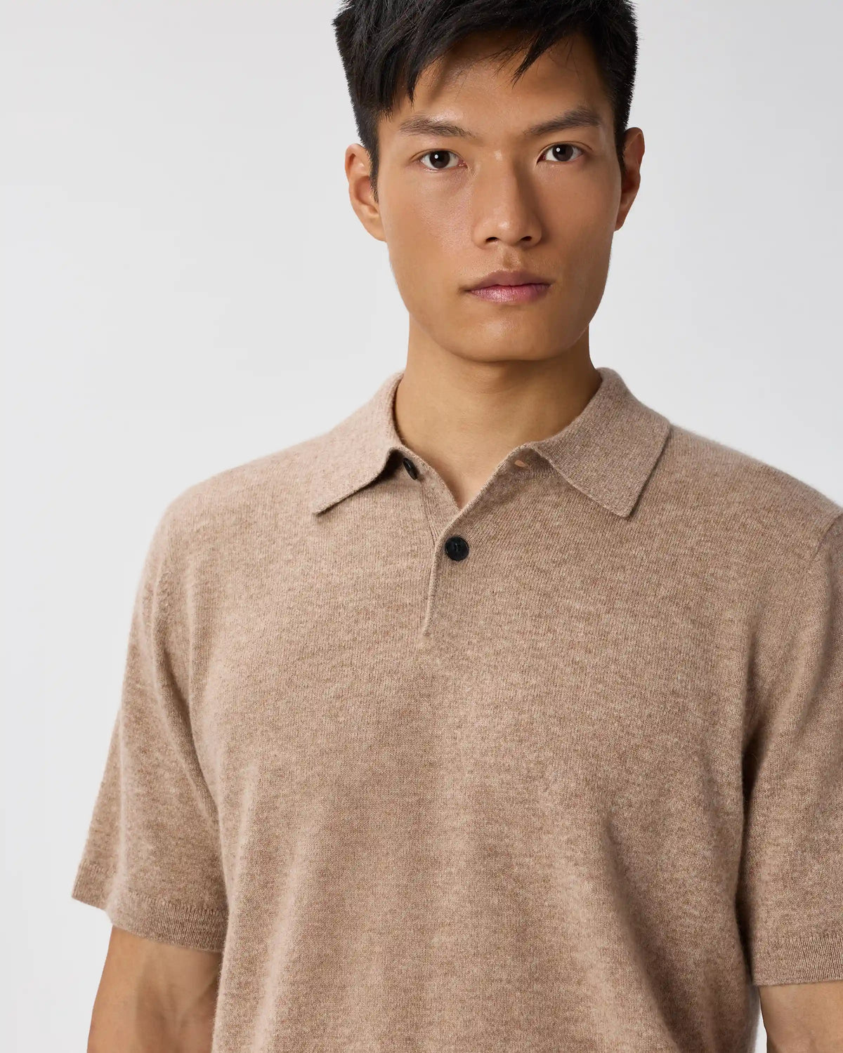 100% Mongolian Cashmere Short Sleeve Polo Sweater