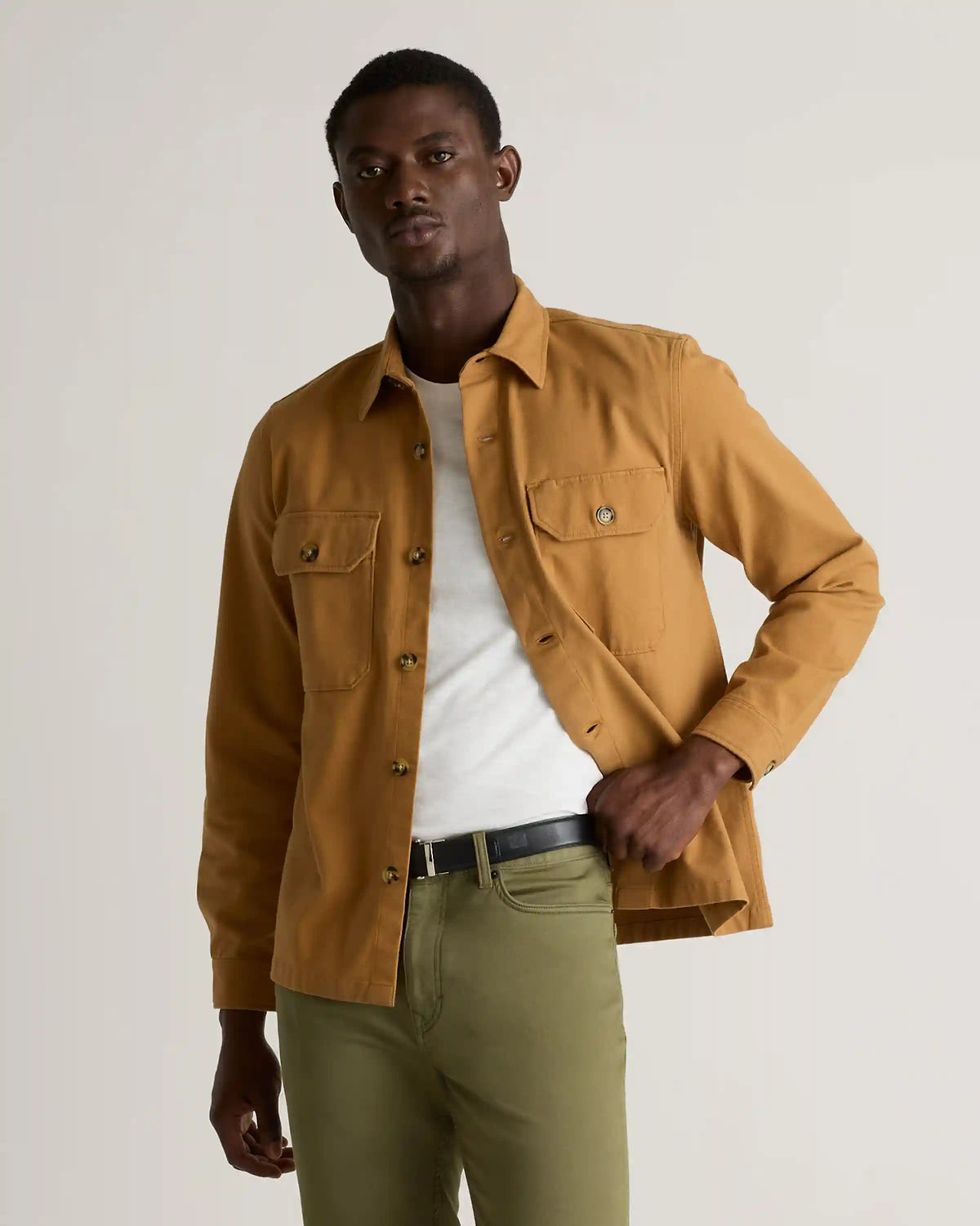 Double-Brushed Stretch Overshirt Jacket
