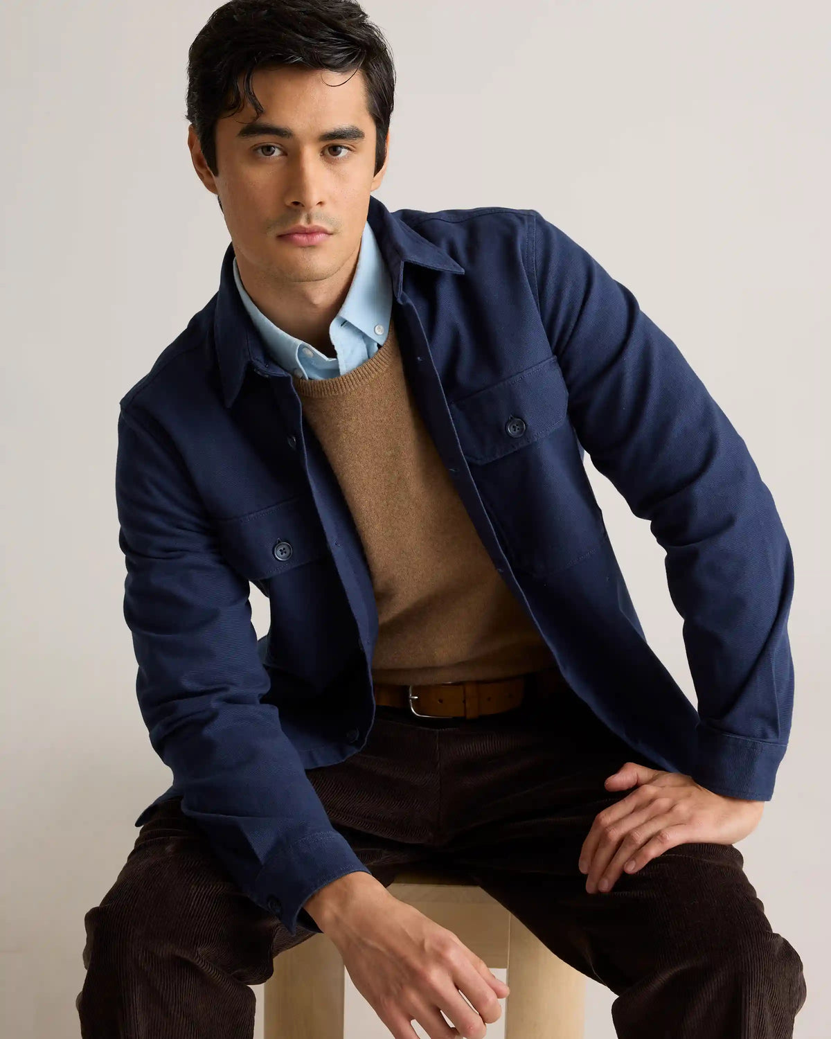 Double-Brushed Stretch Overshirt Jacket
