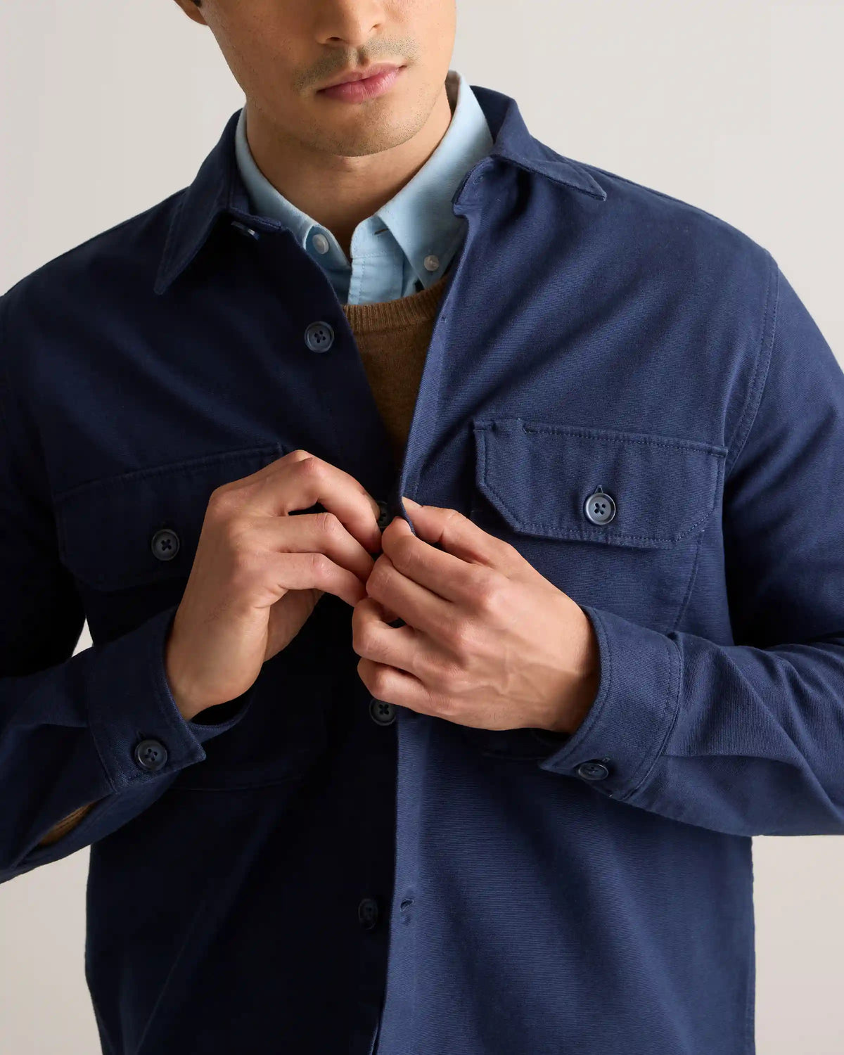 Double-Brushed Stretch Overshirt Jacket