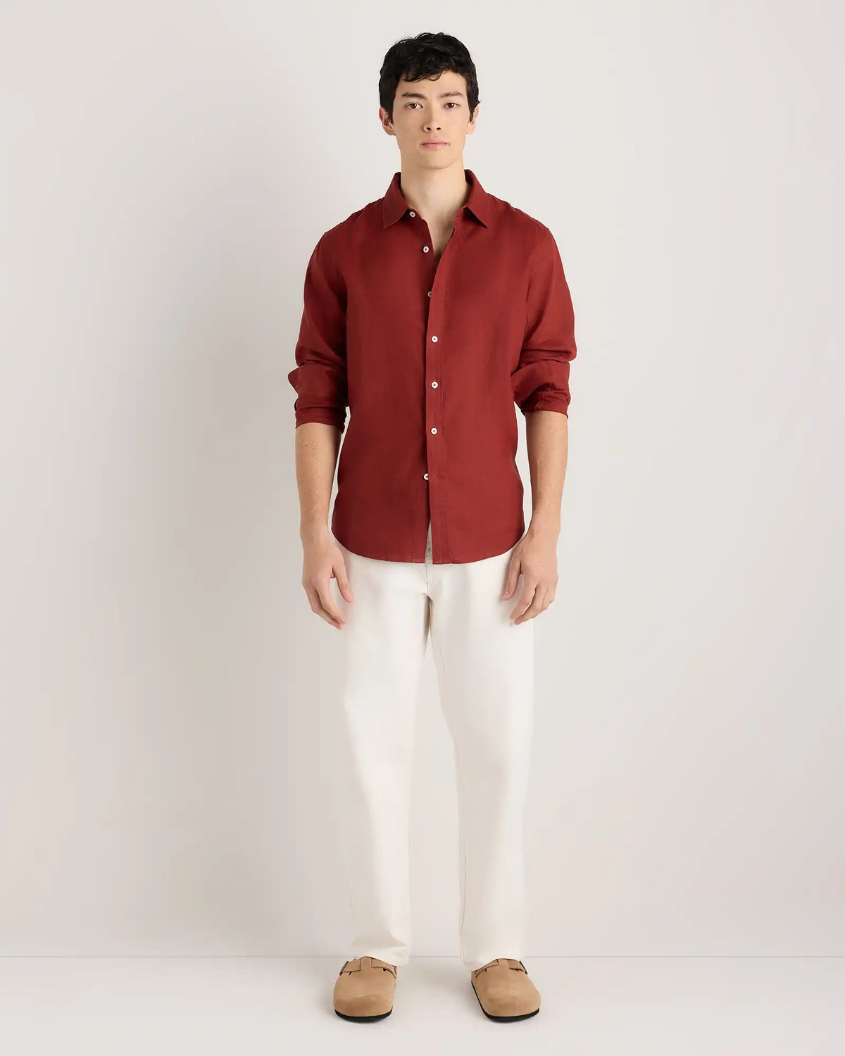 100% European Linen Relaxed Long Sleeve Shirt