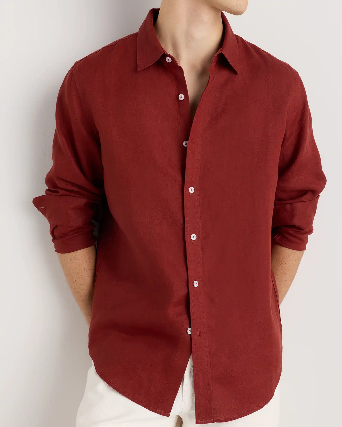 100% European Linen Relaxed Long Sleeve Shirt