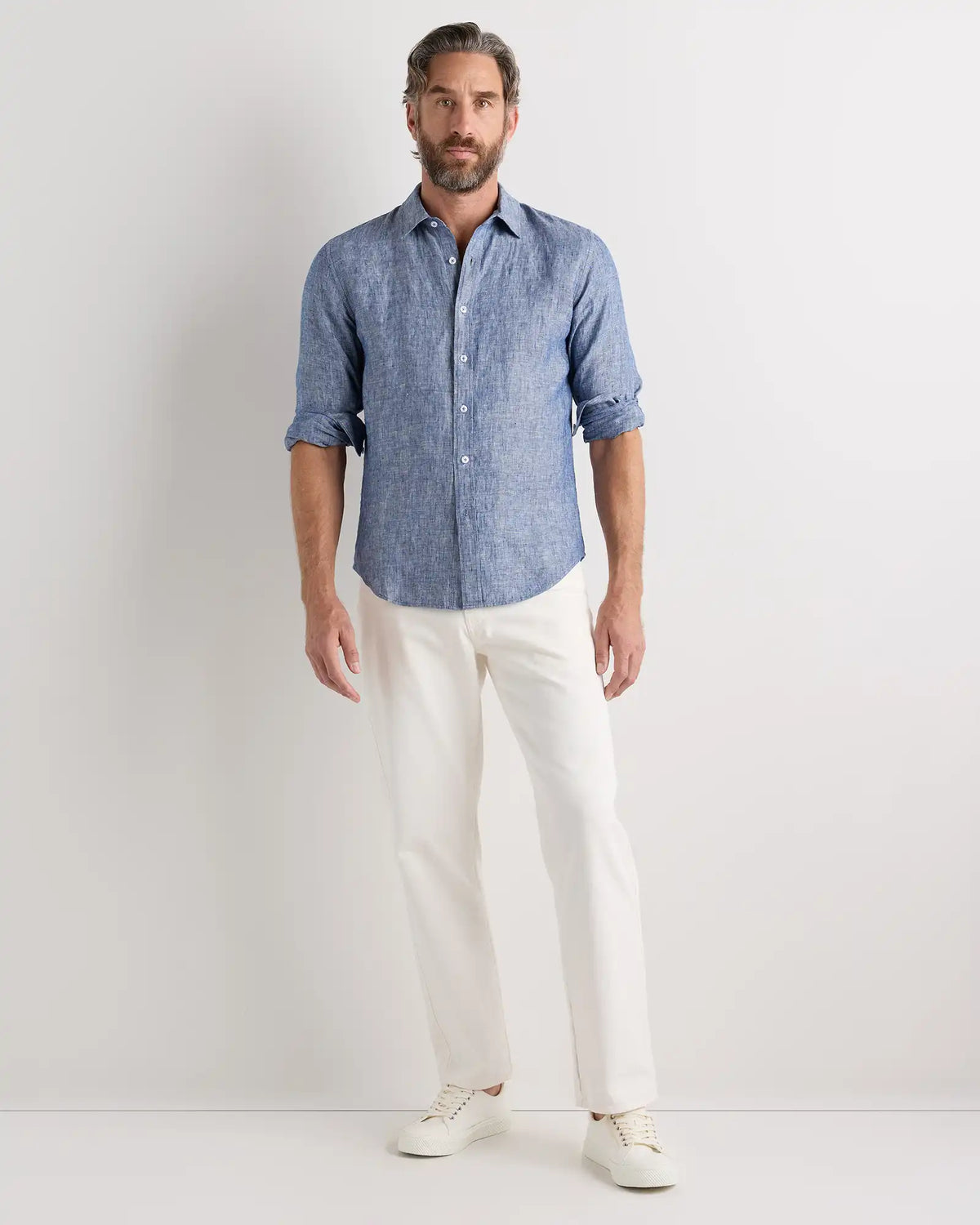 100% European Linen Relaxed Long Sleeve Shirt