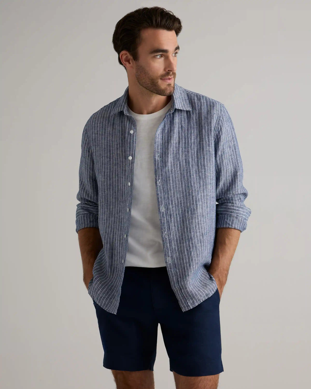 100% European Linen Relaxed Long Sleeve Shirt