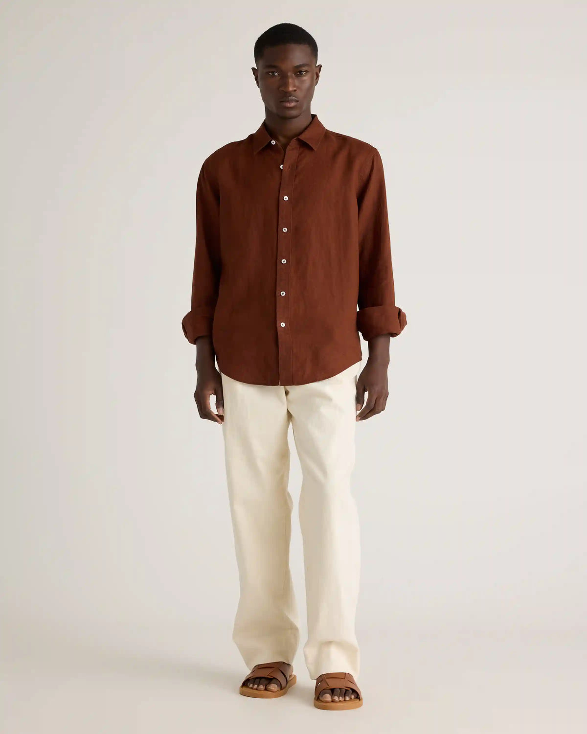 100% European Linen Relaxed Long Sleeve Shirt