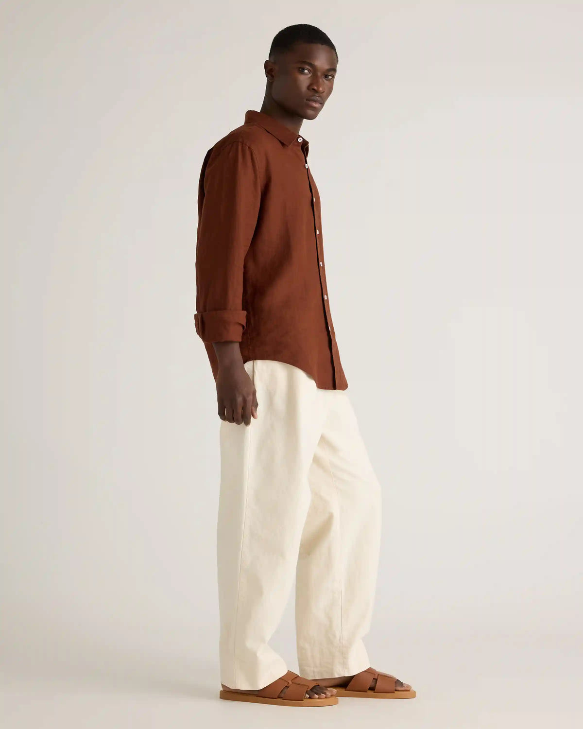 100% European Linen Relaxed Long Sleeve Shirt