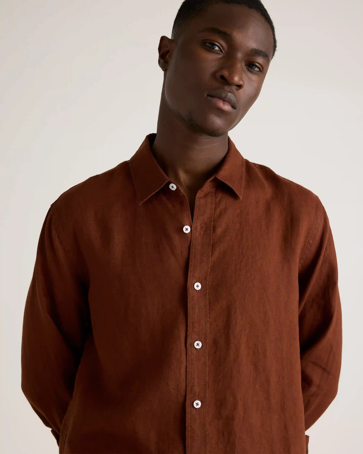 100% European Linen Relaxed Long Sleeve Shirt