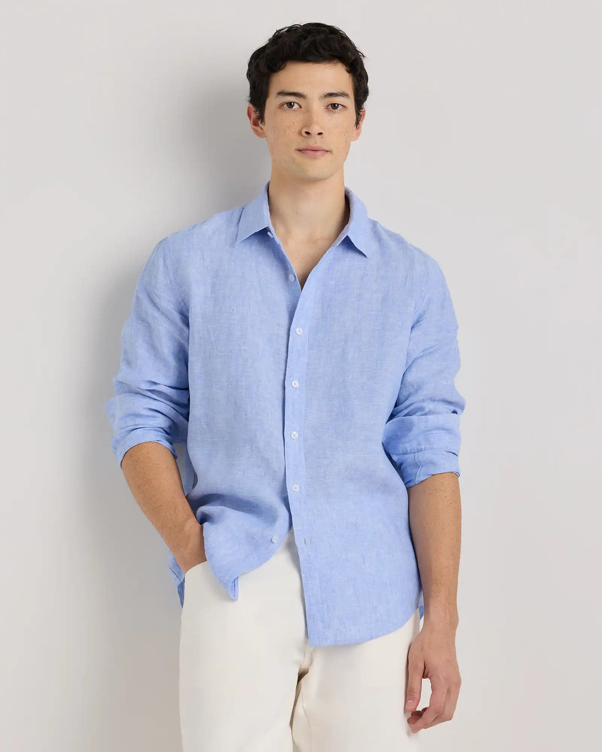 100% European Linen Relaxed Long Sleeve Shirt