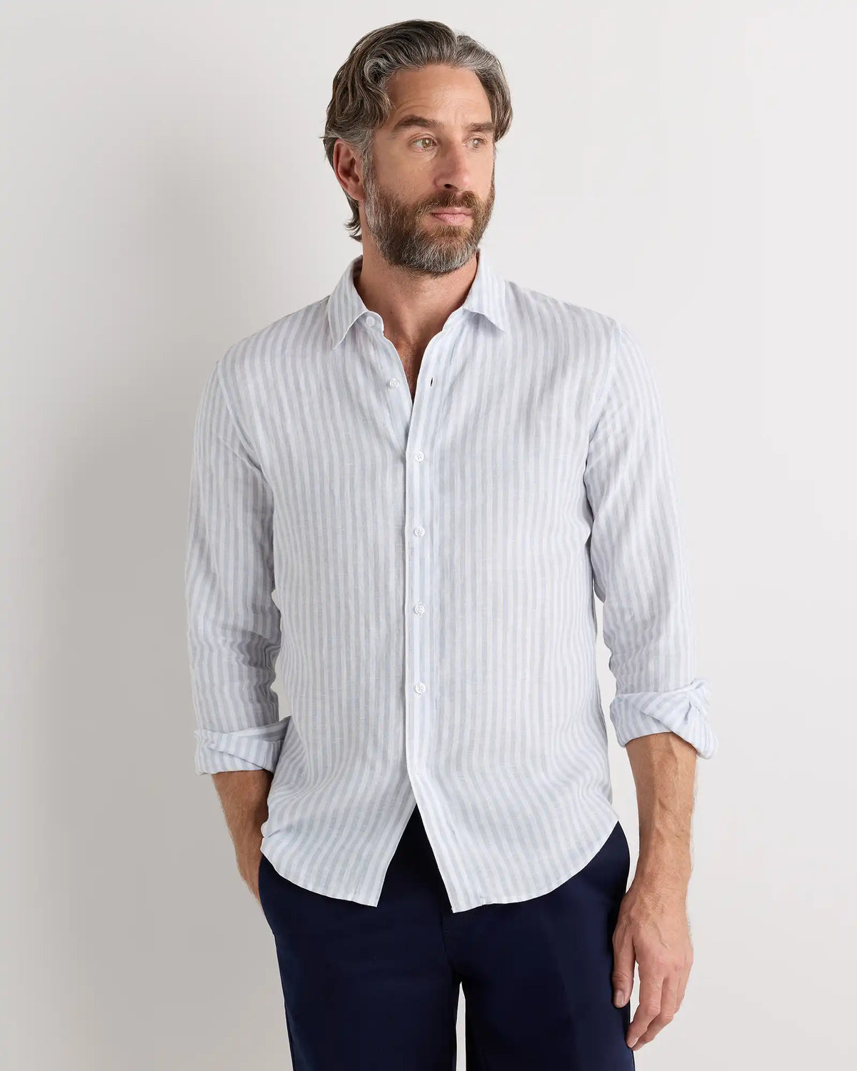 100% European Linen Relaxed Long Sleeve Shirt