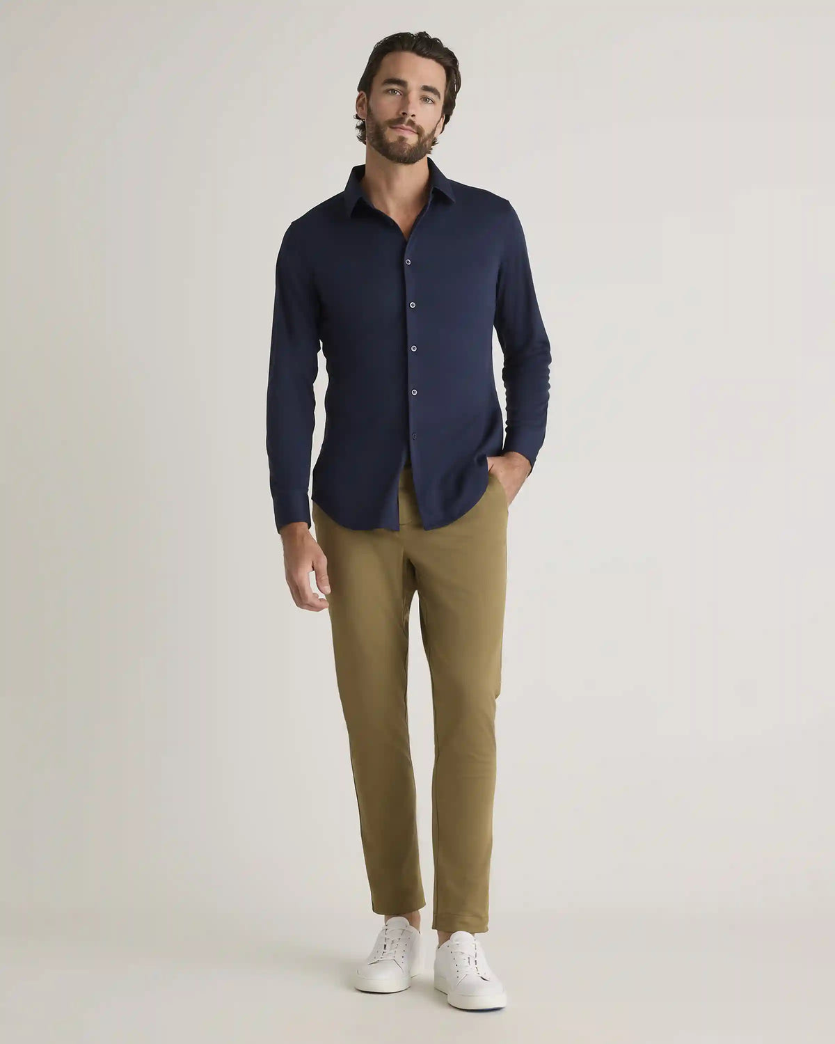 Commuter Stretch Pique Long Sleeve Button Down