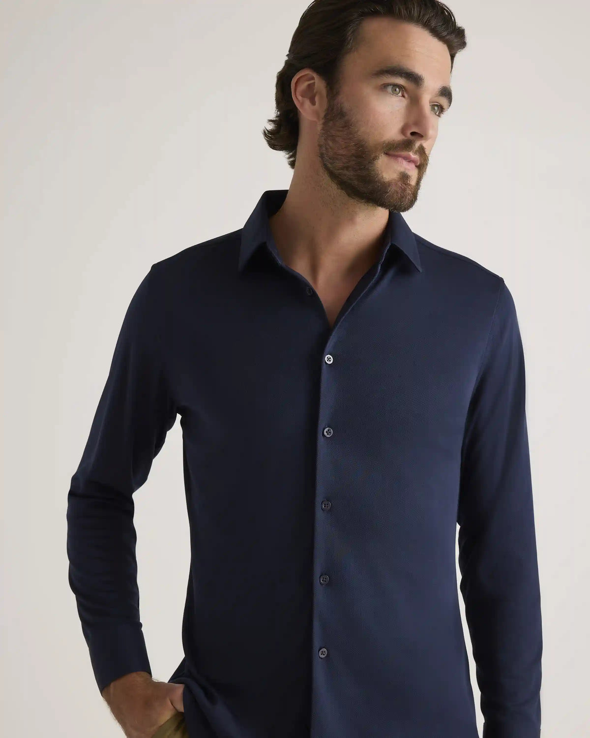Commuter Stretch Pique Long Sleeve Button Down