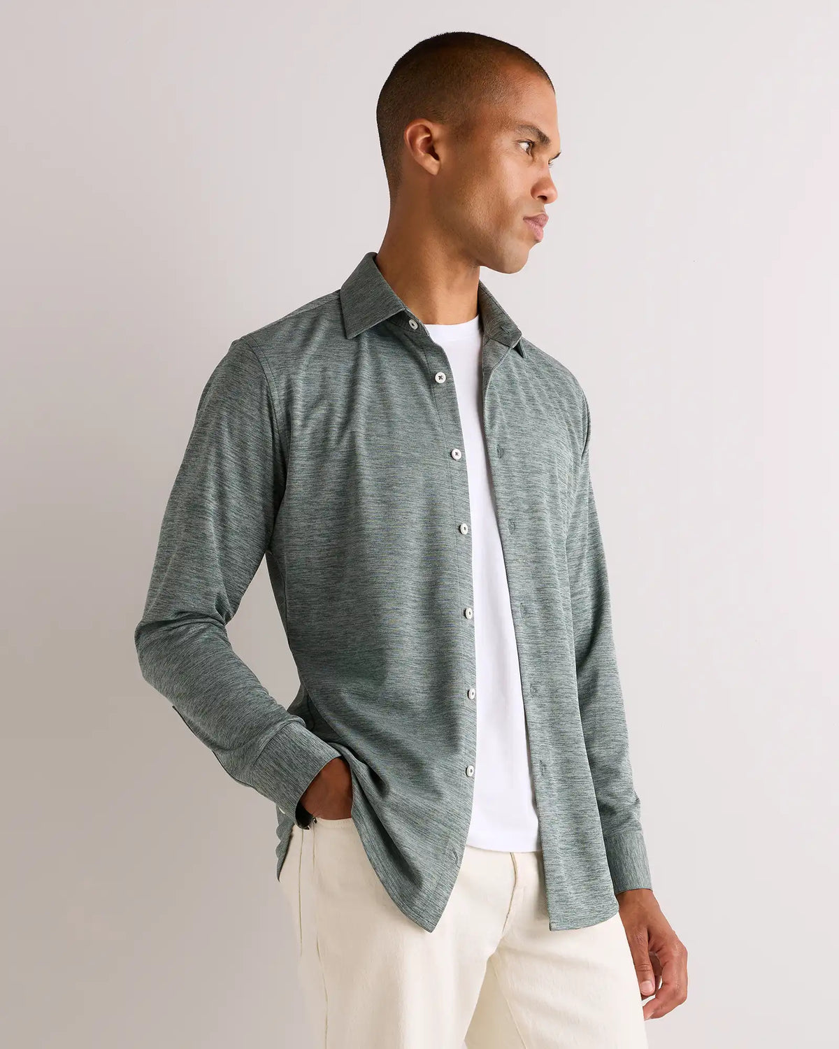 Commuter Stretch Pique Long Sleeve Button Down