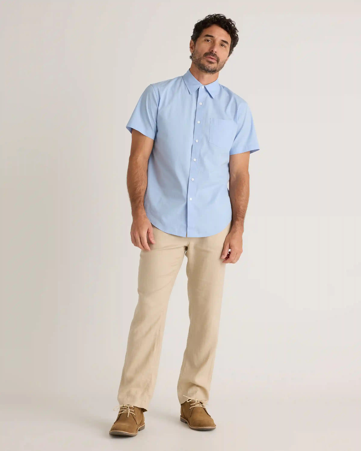 Organic Cotton Stretch Poplin Short Sleeve Shirt