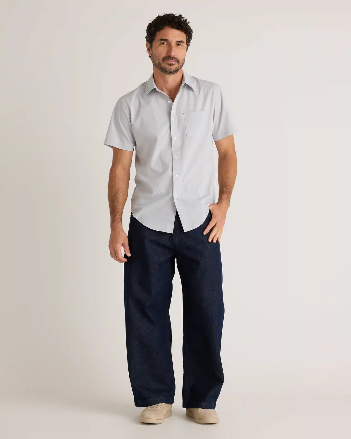 Organic Cotton Stretch Poplin Short Sleeve Shirt