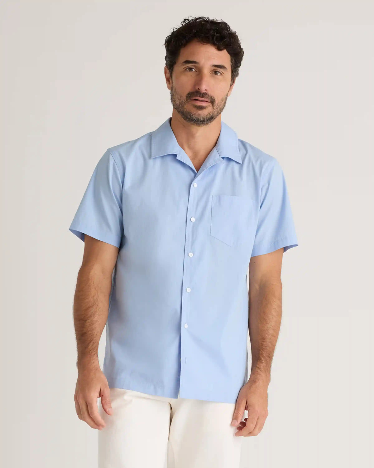 Organic Cotton Stretch Poplin Camp Shirt