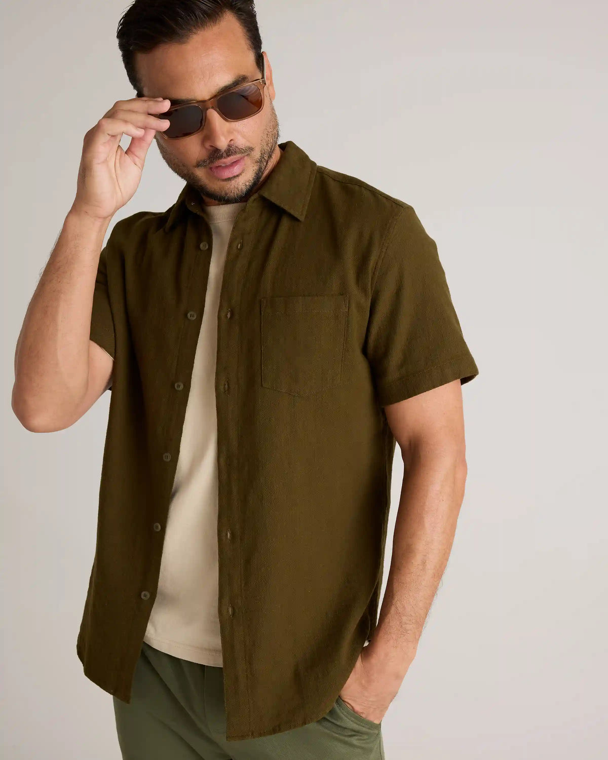 Organic Cotton Stretch Selvage Short Sleeve Shirt