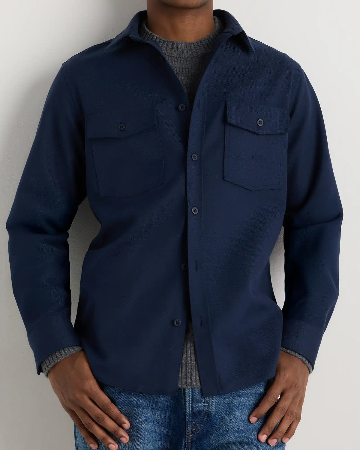 Brushed Cotton Wool Utility Overshirt
