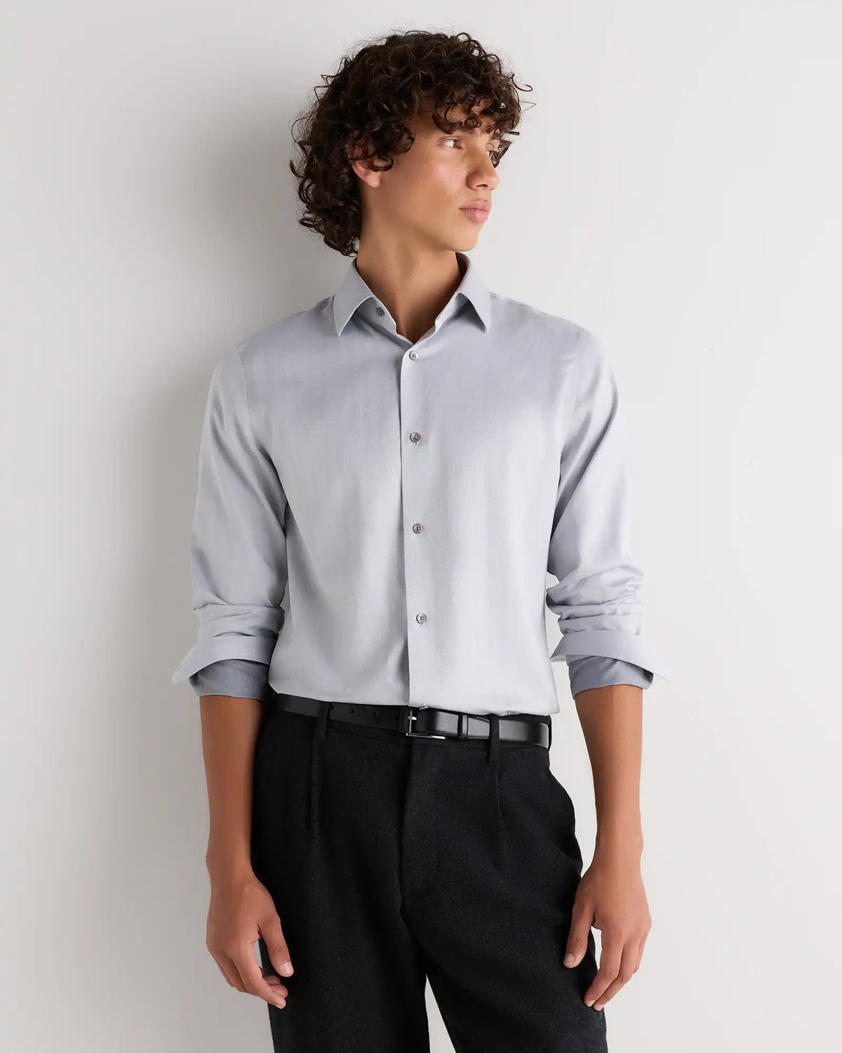 Supima Cotton Herringbone Dress Shirt