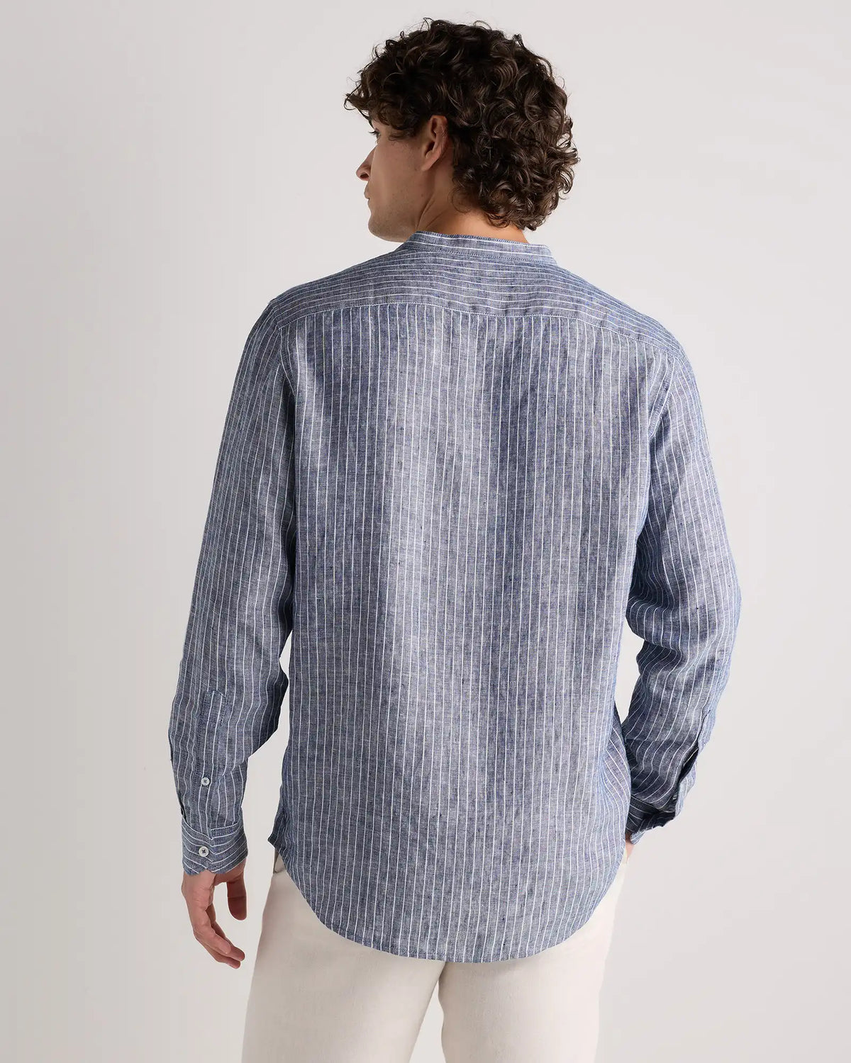 100% European Linen Relaxed Band Collar Shirt