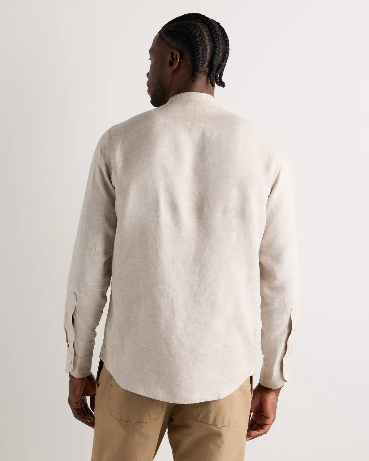100% European Linen Relaxed Band Collar Shirt