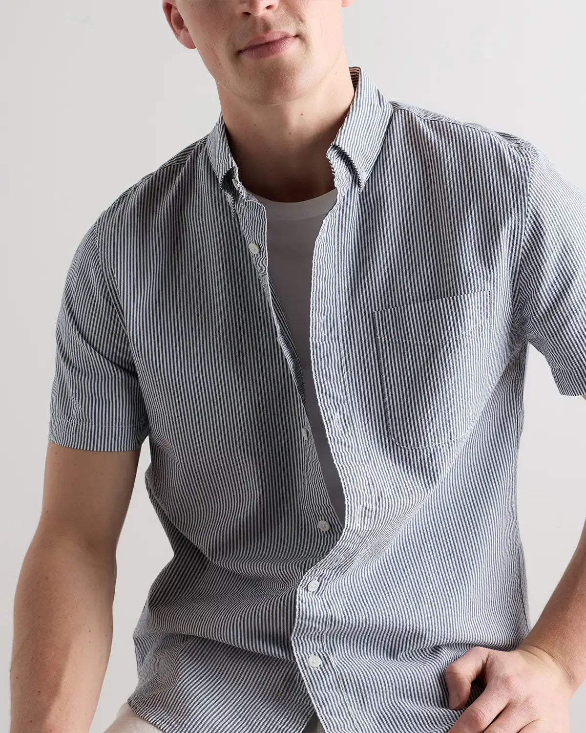 100% Organic Cotton Seersucker Short Sleeve Shirt
