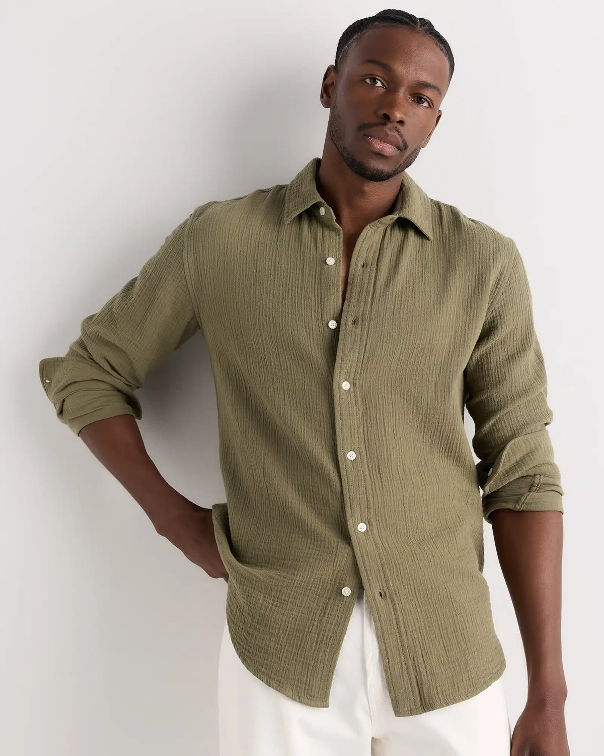 100% Organic Cotton Gauze Long Sleeve Shirt