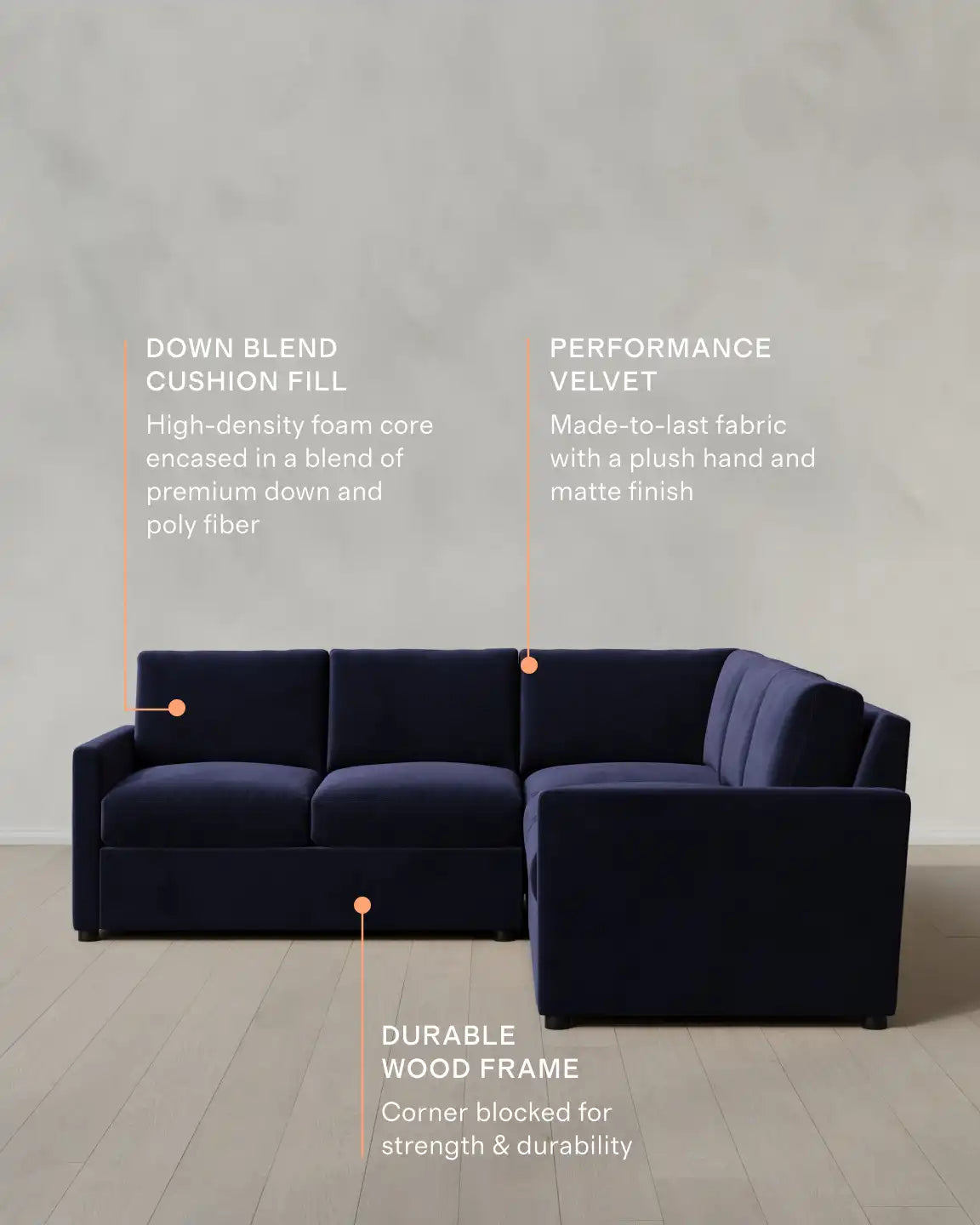 Brennan L Sectional in Performance Velvet