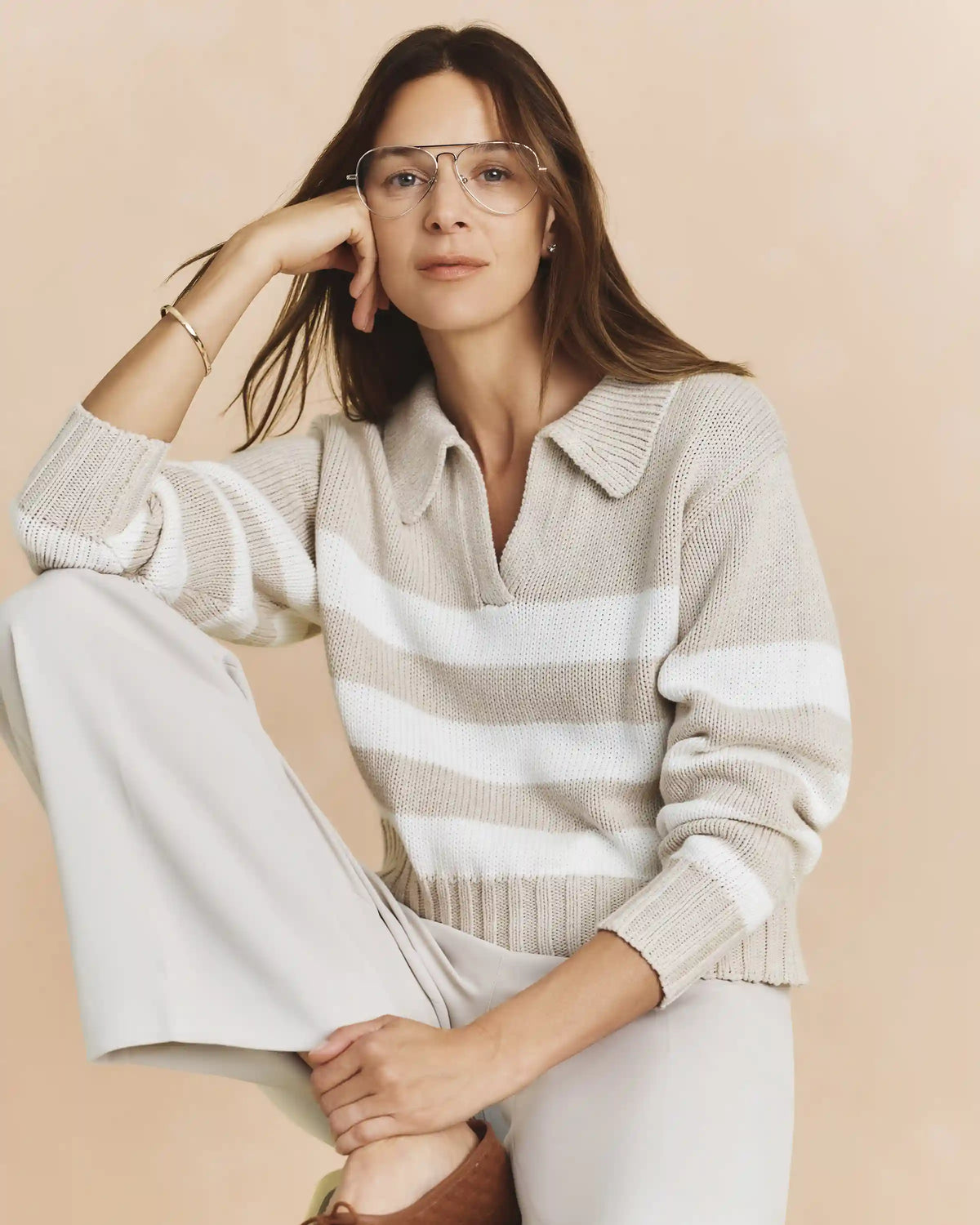 100% Organic Cropped Cotton Polo Sweater