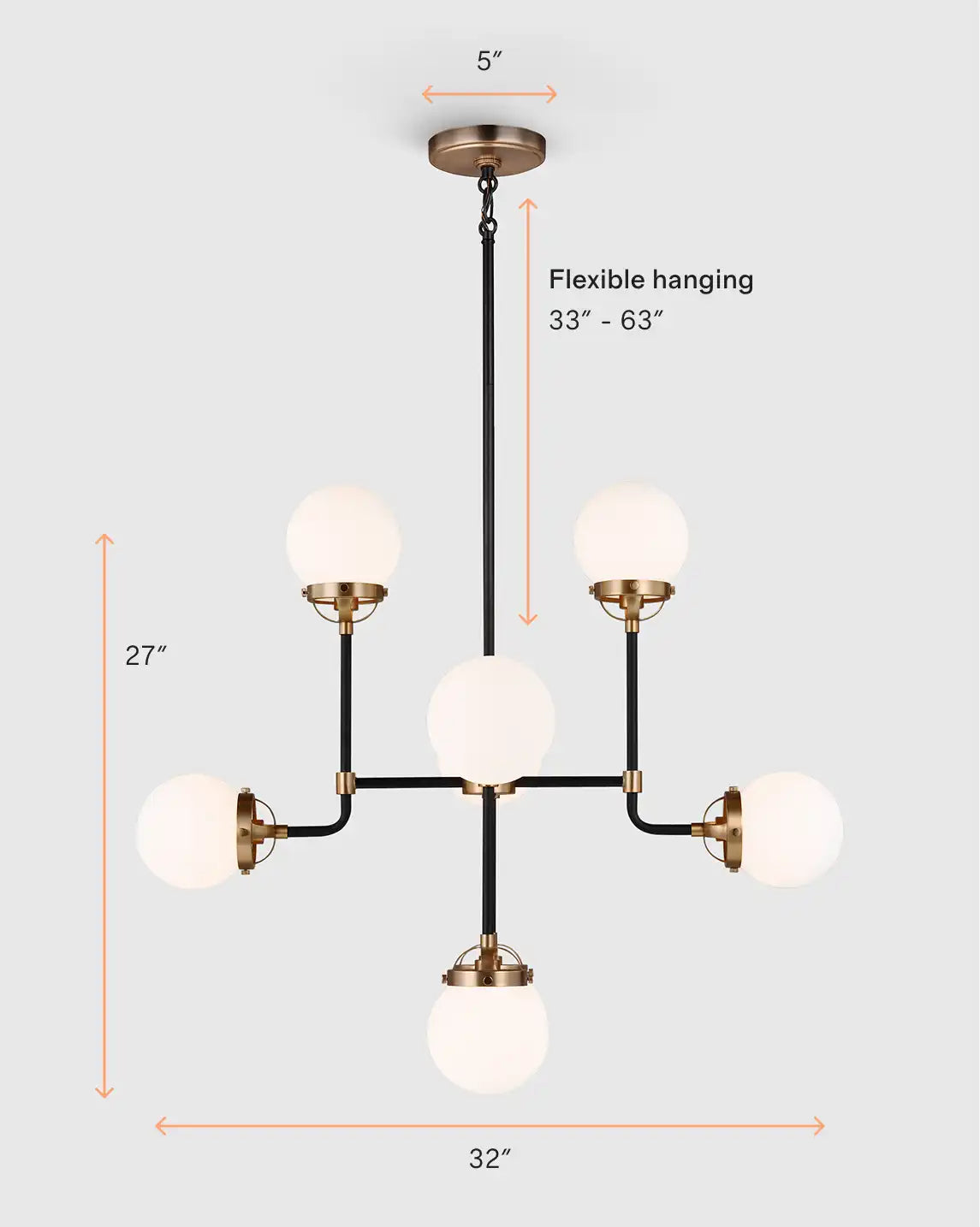 Multi Globe Steel Chandelier