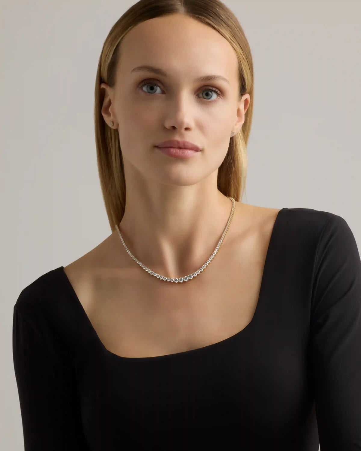 14K Gold Lab Grown Diamond Graduated Tennis Necklace - 16ctw