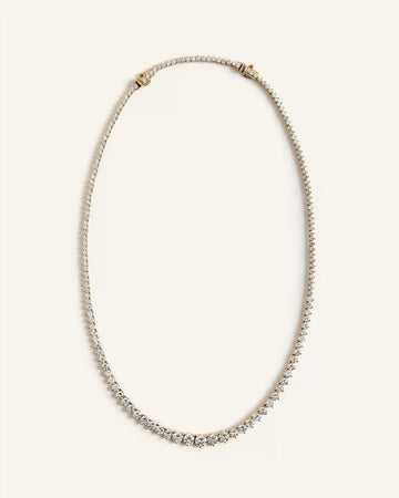 14K Gold Lab Grown Diamond Graduated Tennis Necklace - 16ctw