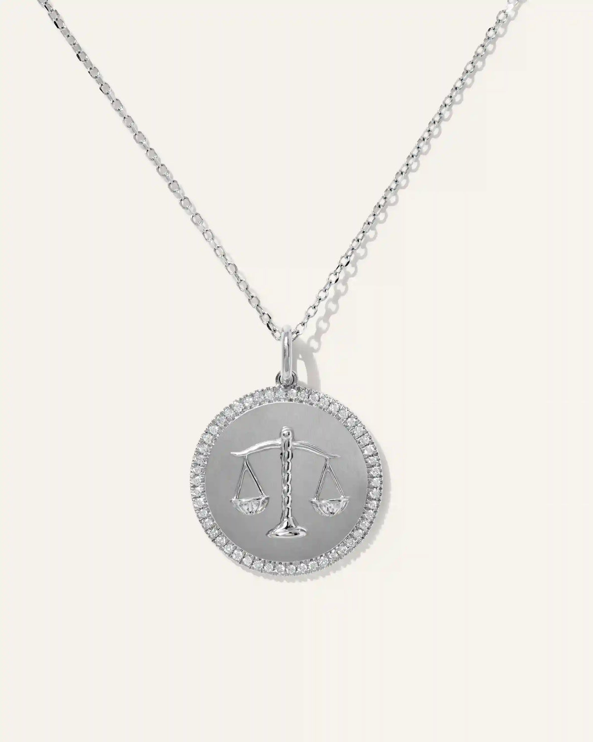 14K Gold Pave Zodiac Medallion Necklace