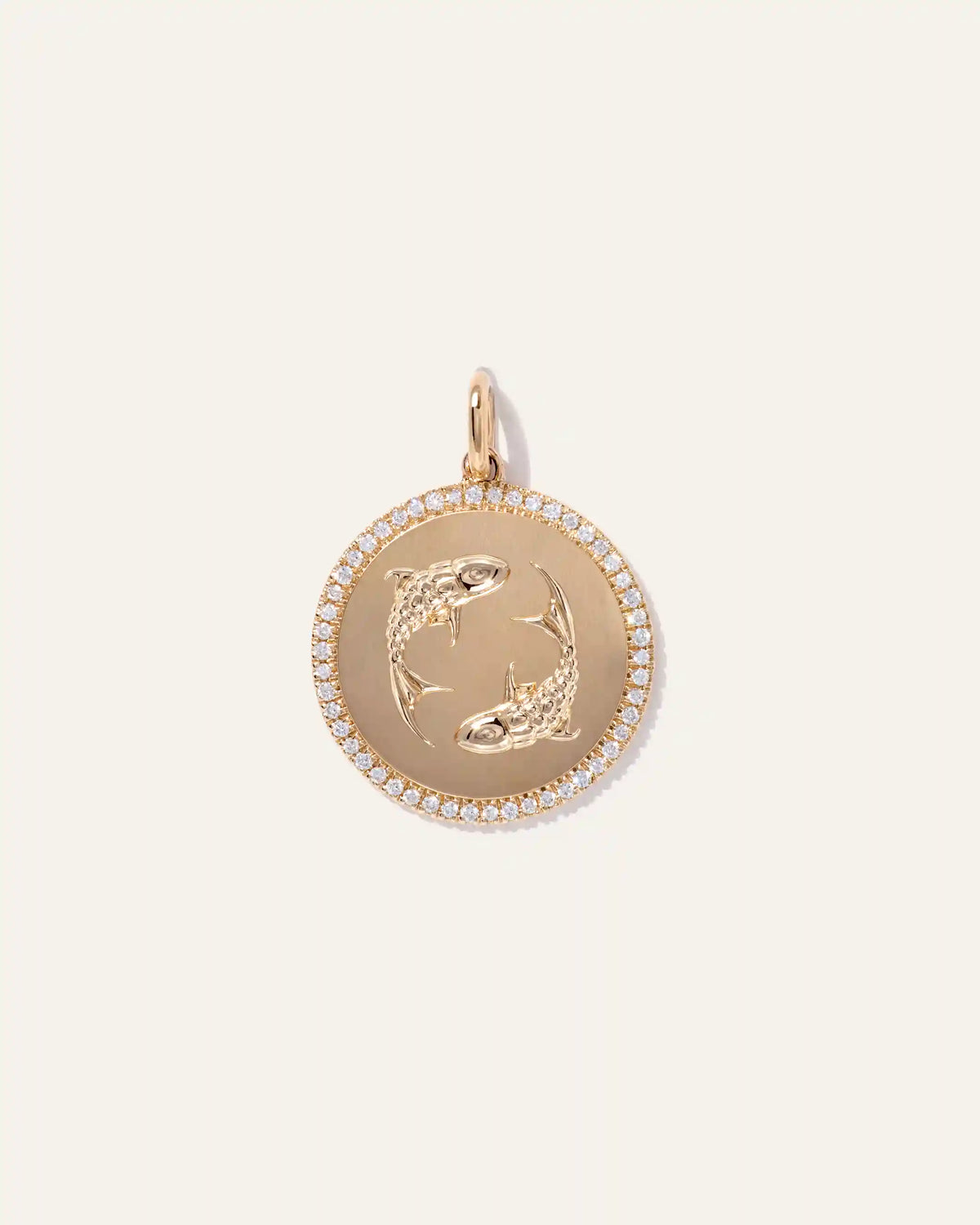 14K Gold Pave Zodiac Medallion Necklace