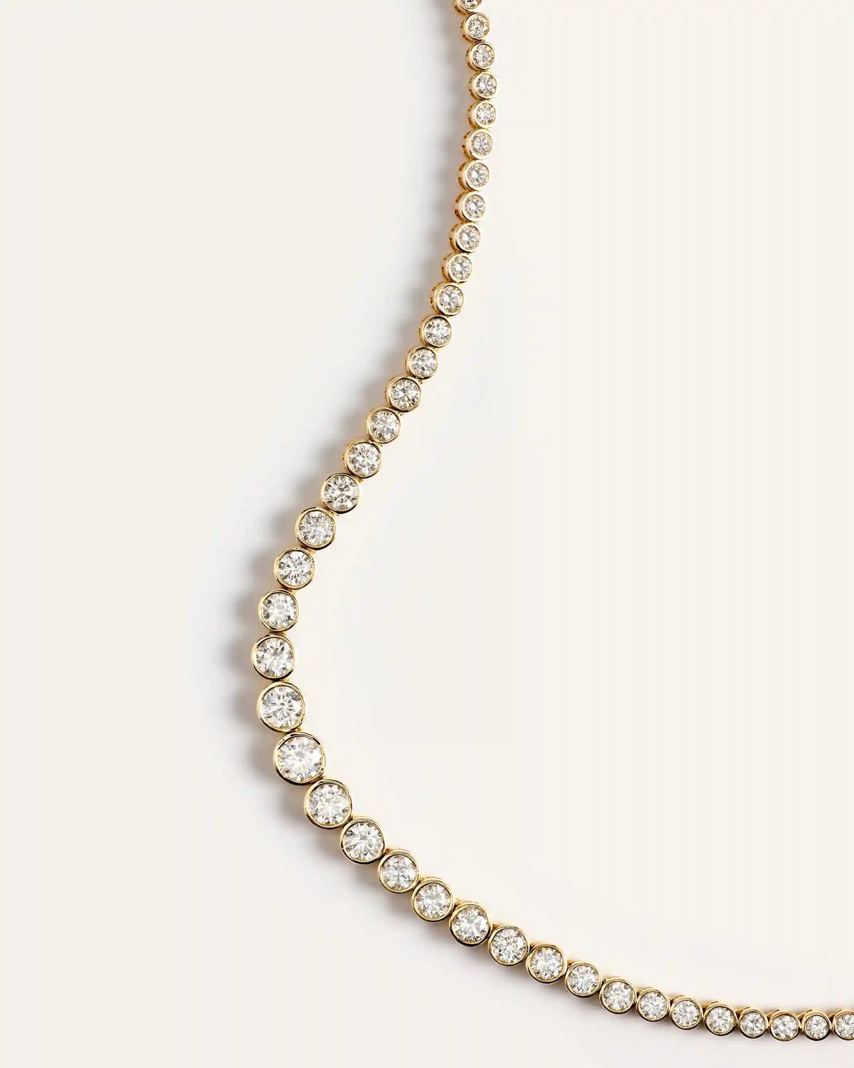 14K Gold Lab Grown Diamond Bezel Set Graduated Tennis Necklace - 7ctw