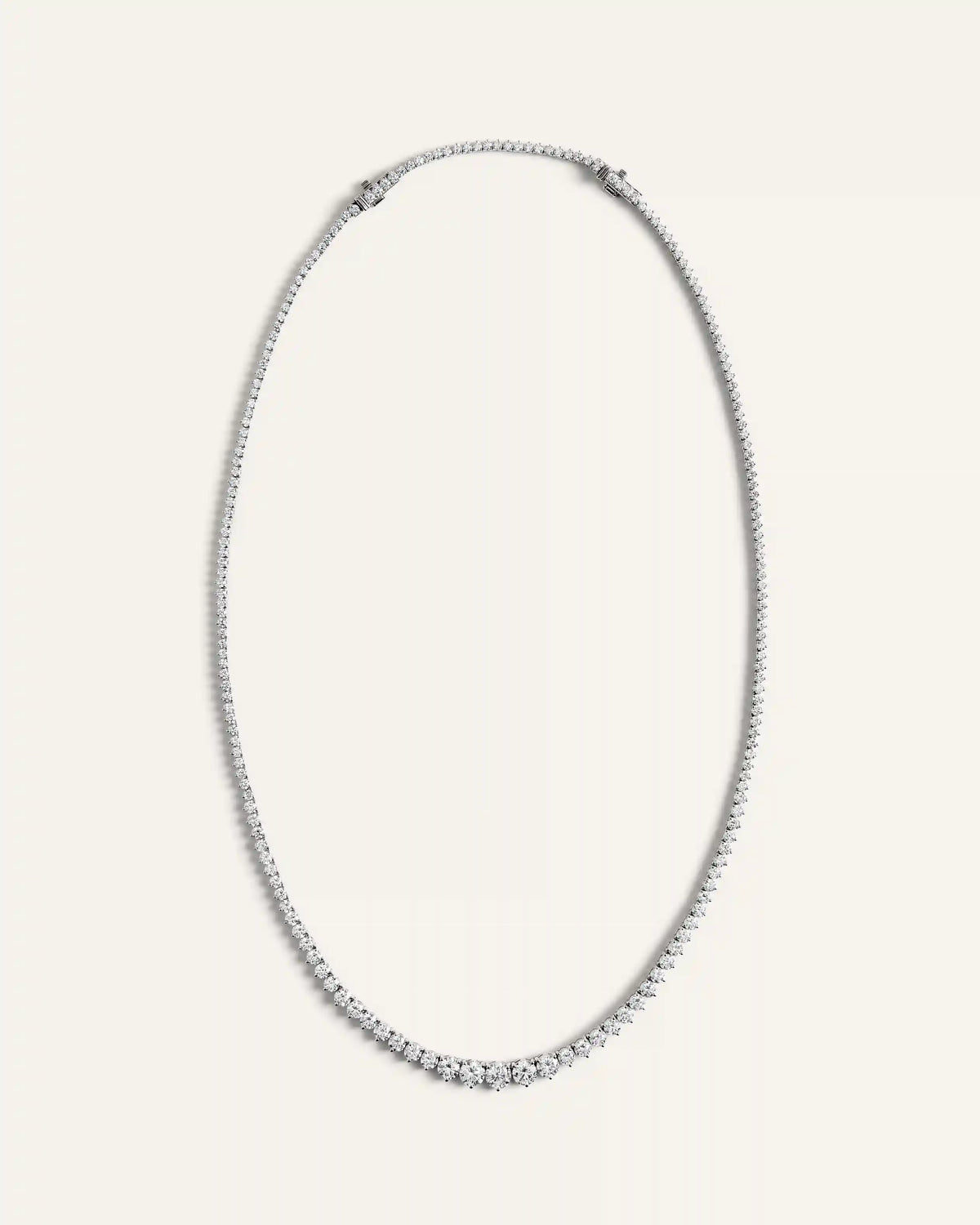 14K Gold Lab Grown Diamond Bezel Set Graduated Tennis Necklace - 7ctw