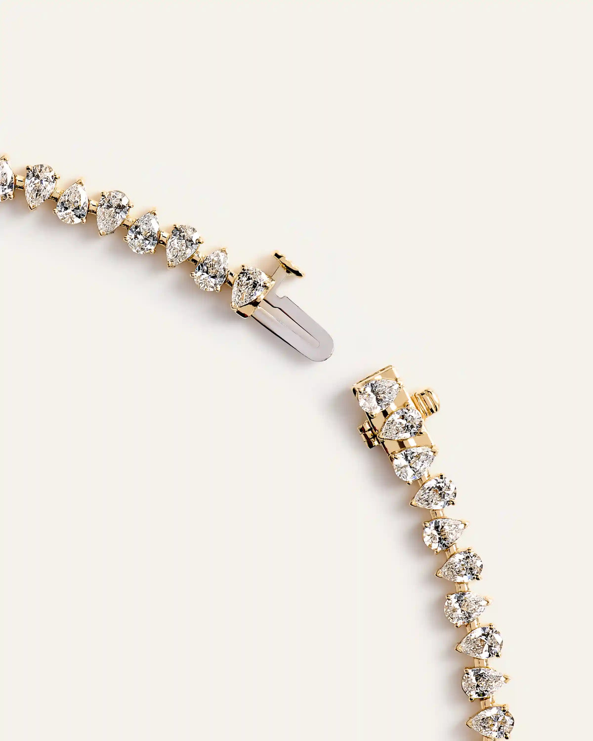 14K Gold Lab Grown Diamond Alternating Pear Tennis Necklace