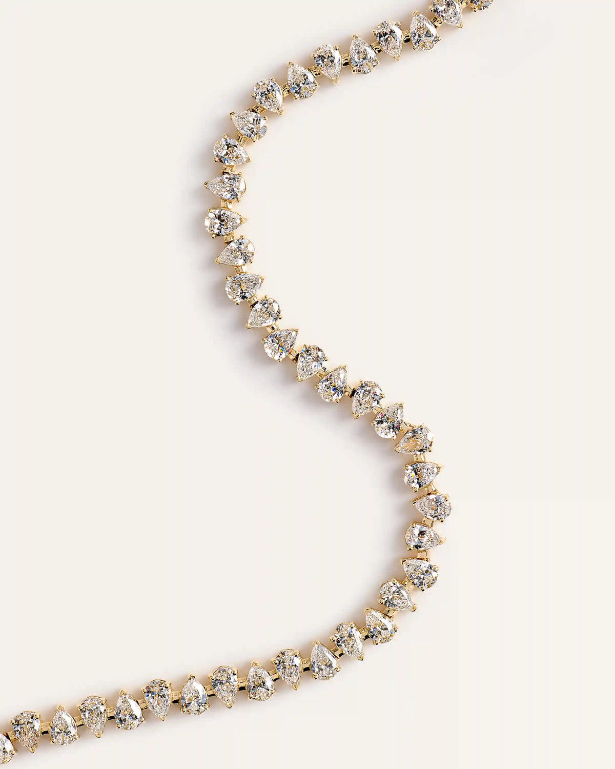 14K Gold Lab Grown Diamond Alternating Pear Tennis Necklace