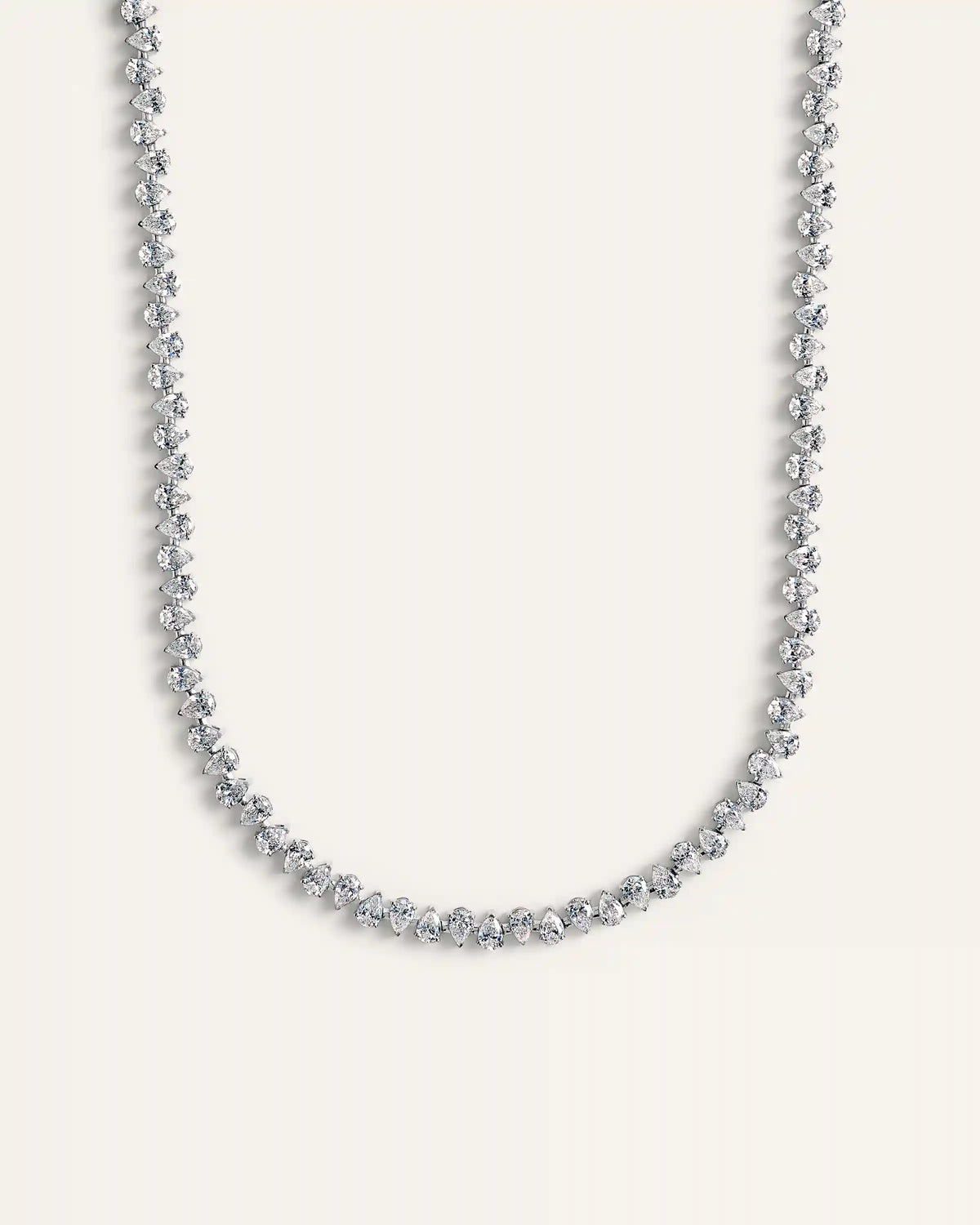 14K Gold Lab Grown Diamond Alternating Pear Tennis Necklace
