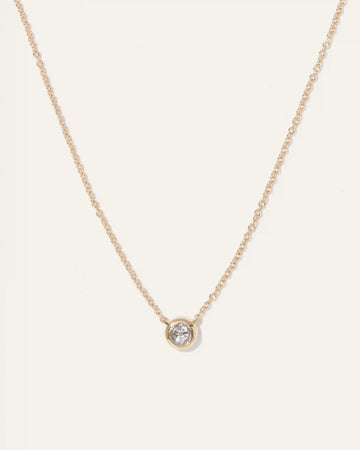 14K Gold Diamond Bezel Necklace