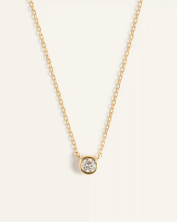 14K Gold Diamond Bezel Necklace