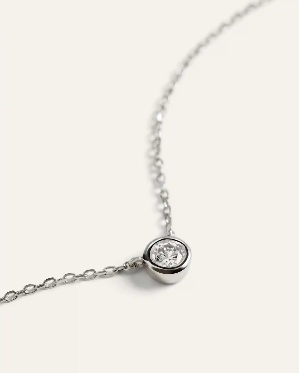 14K Gold Diamond Bezel Necklace