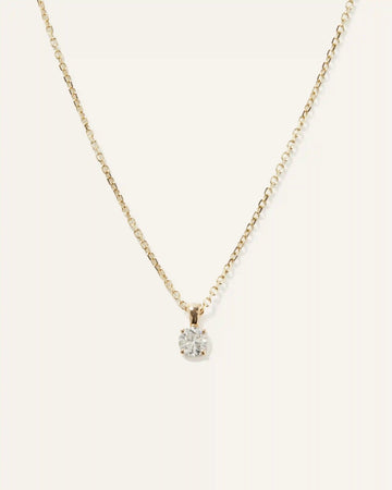 14k Gold Natural Diamond Solitaire Necklace
