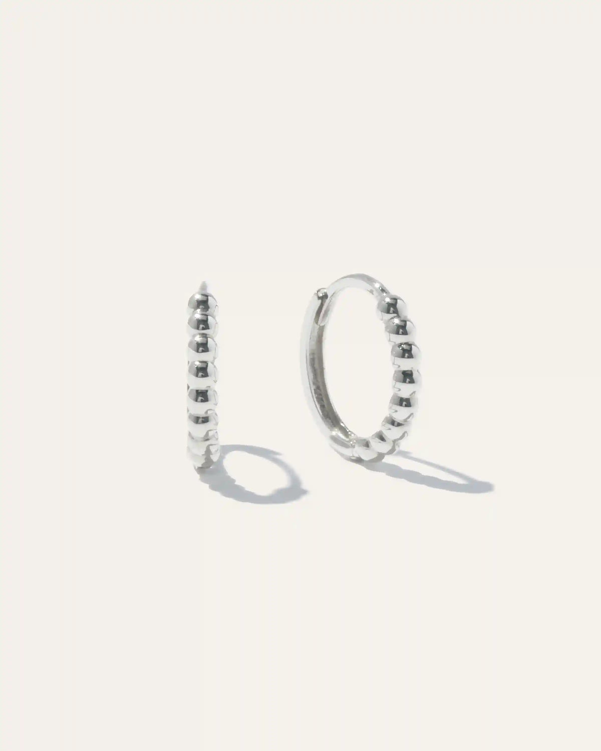 14K Gold Beaded Hoops