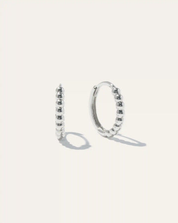 14K Gold Beaded Hoops