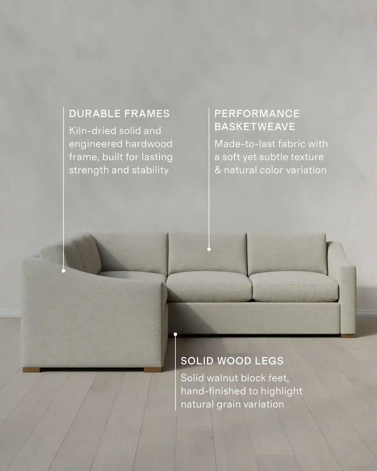 Hollis Slope Arm L Sectional in Performance Basketweave