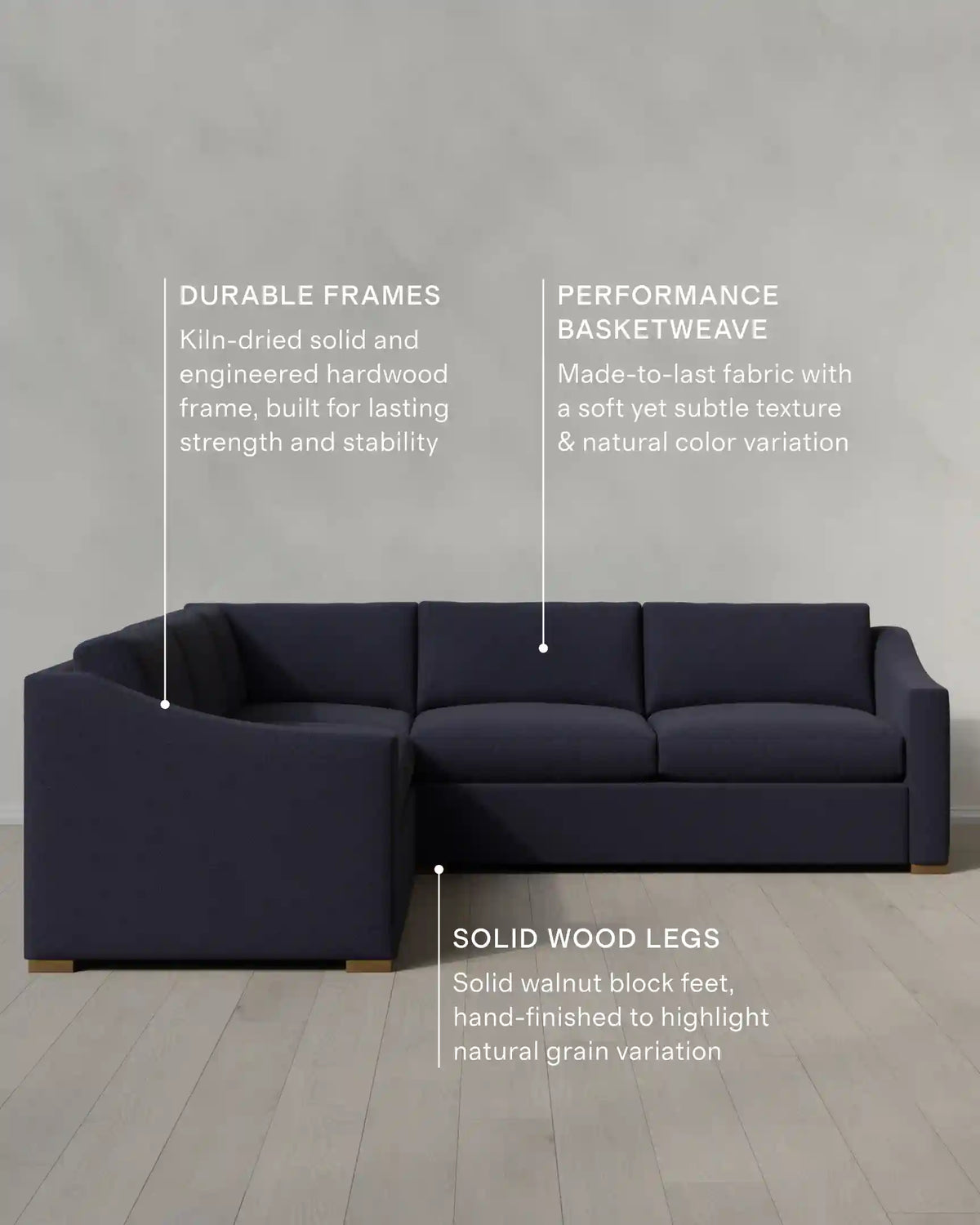 Hollis Slope Arm L Sectional in Performance Basketweave