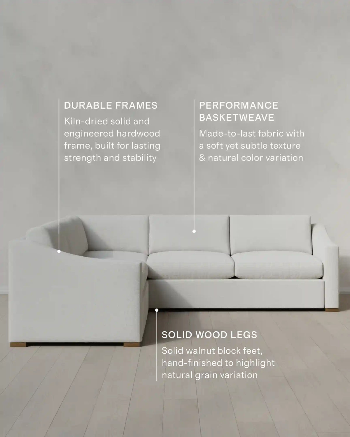 Hollis Slope Arm L Sectional in Performance Basketweave