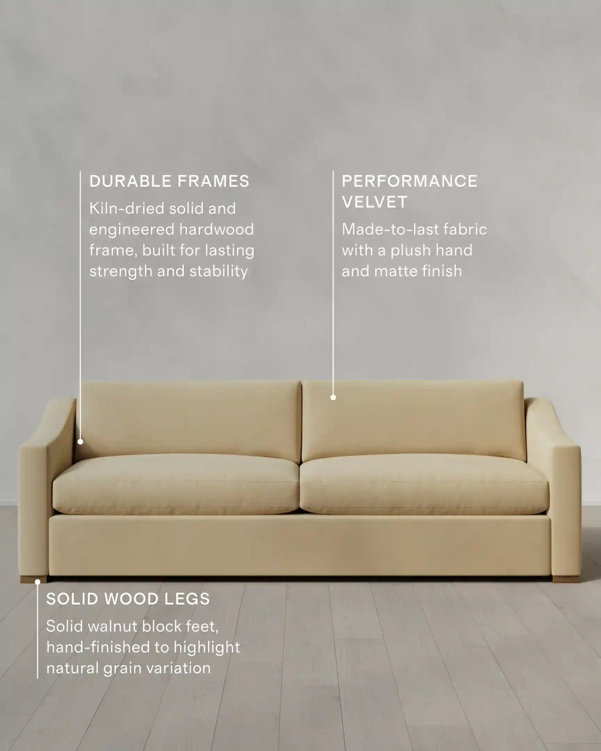 Hollis Slope Arm Sofa in Performance Velvet