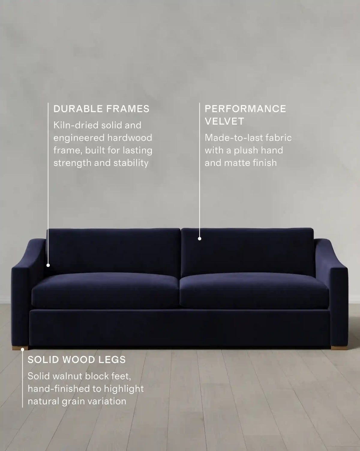 Hollis Slope Arm Sofa in Performance Velvet